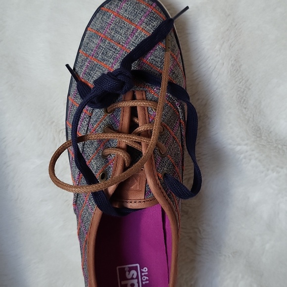 NWT! Windowpane Orange and Purple Plaid Keds! Size 8! - Picture 5 of 9